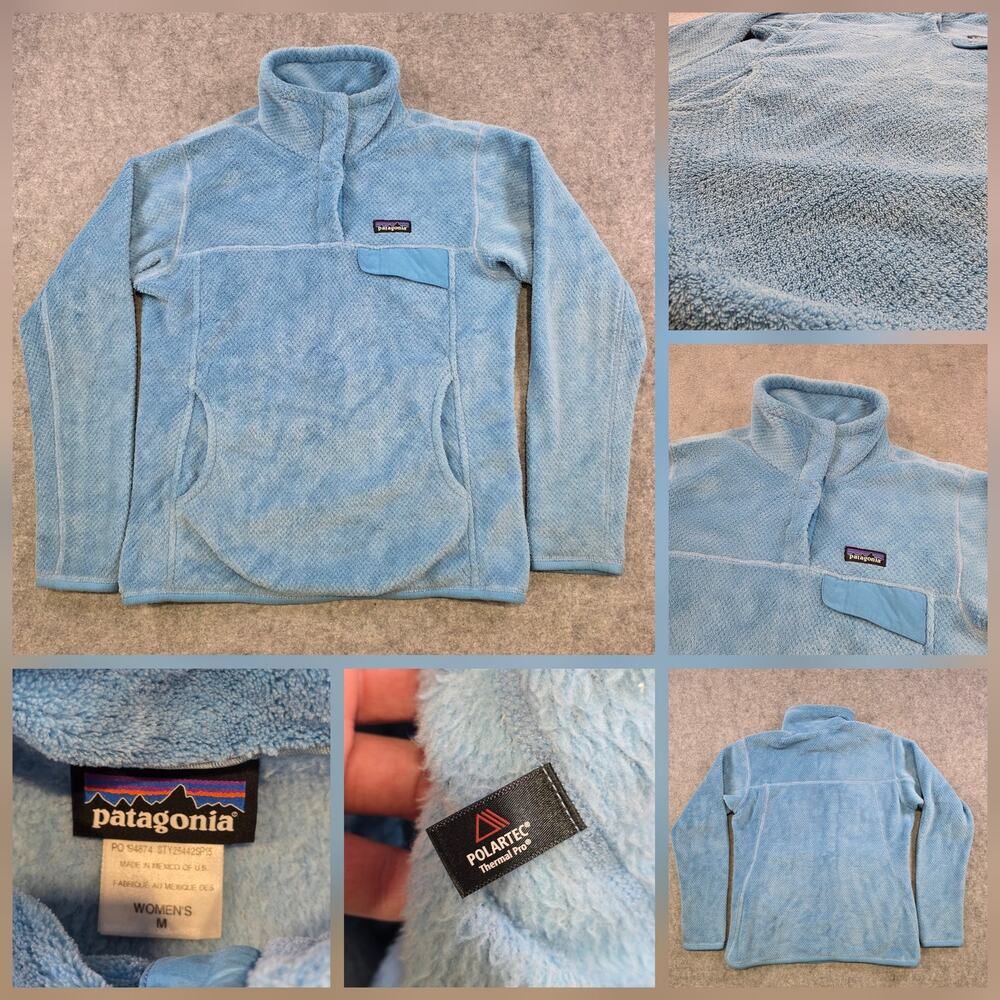 Patagonia‎ Re-Tool Snap-T Pullover Jacket Womens M Blue Polartec Thermal Fleece